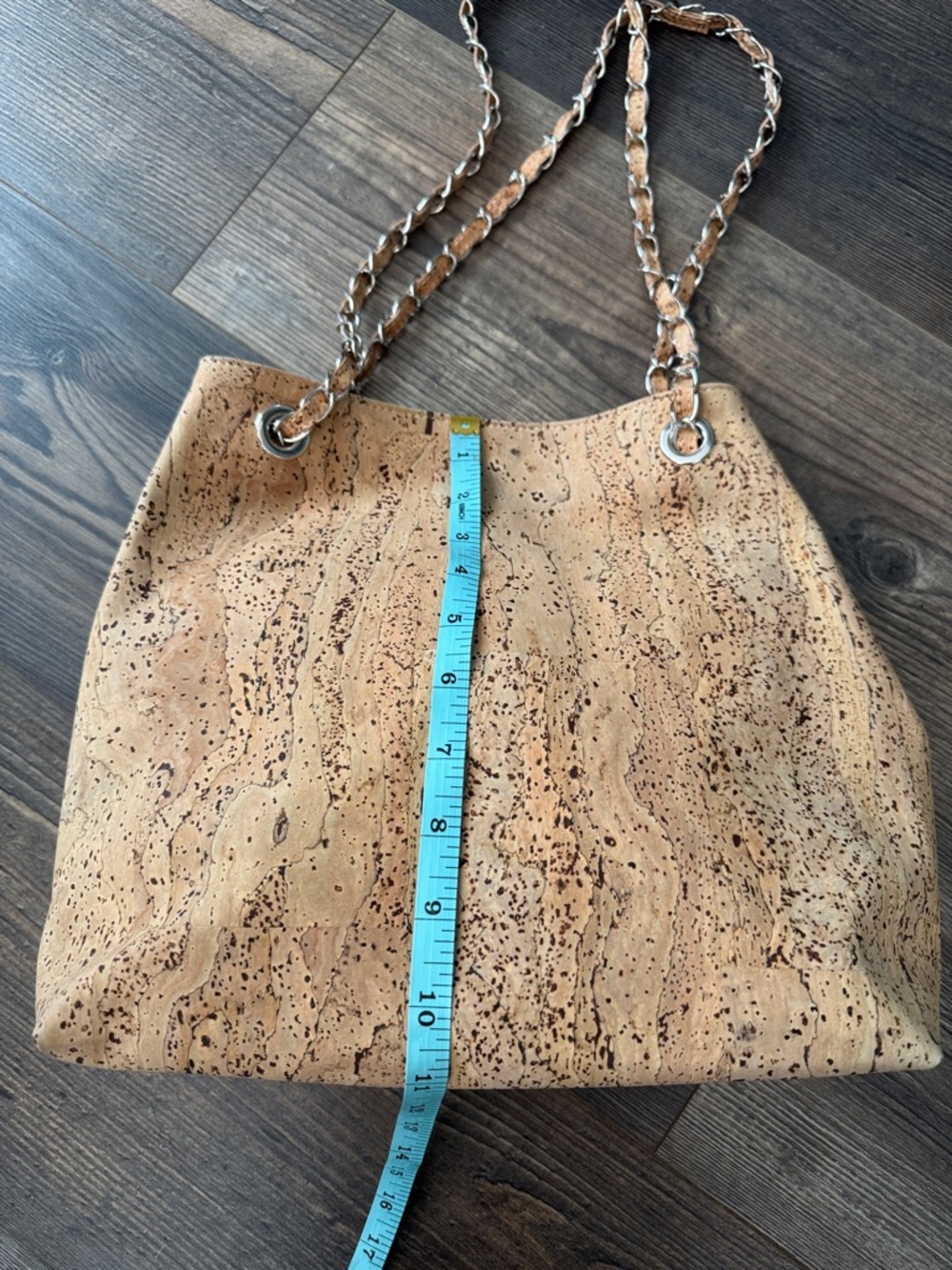 NWT CORX Midnight in Lisbon Rustic Cork Bag with Chain-Strap - Picture 9 of 13